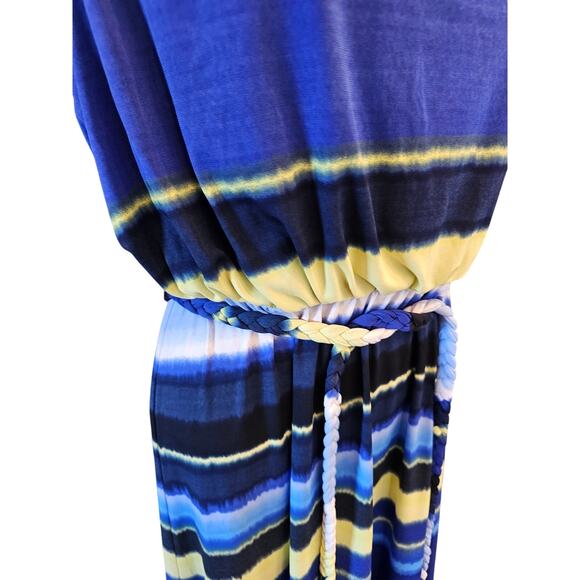 Chicos size 1 (M) blue yellow tiedye elastic waist w/ tie Sleeveless summer EUC^ - Picture 3 of 7